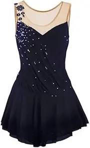 [JRUIA] Figure Skating Costume for Women Girls' Ice Roller Skating Competition Dress Artistic Gymnastics Skirt Flower