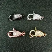 lobster clasp 8x22mm 18k gold Filled cubic zirconia micro pave hook clasps