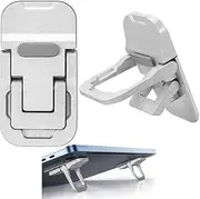 Adjustable Angles Zinc Alloy Mini Foldable Laptop Stand,Portable Computer Keyboard,Self-Adhesive Invisible Notebook Stand and Keyboard Lift for Desk (2Pcs Silver)