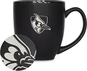 Rico Industries NCAA Johns Hopkins Blue Jays 15oz Laser Engraved Matte Black Ceramic Bistro Mug - for Hot or Cold Drinks