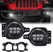 4WD FANS 4 inch Fog Lights for 2018 2019 Jeep Wrangler JL with Mounting Bracket (Black1, JL fog light)