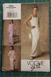 Vogue Girl Pattern #7661 Size 12-14-16 Girls' Blouse, Top, Skirt and Bag