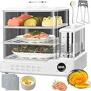 3 Tier Food Steamer, 24L Vegetable Steamer with 1.5L Water Tank, 24h Reservation, Detachable Water Tray, Purification Filter Element, Stainless Steel Tray, steam Cooker Healthy Cooking