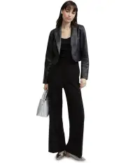 [Oxford] Tessa Nappa Leather Crop Jacket in Black