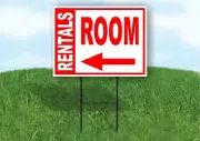 RENTALS ROOM BOLD LEFT arrow RED 18inx24in Yard Road Sign w/ Stand