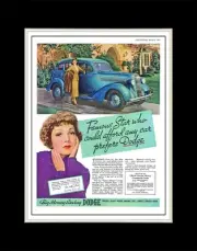 1936 Dodge Touring Sedan with Claudette Colbert - Matted for 11x14 Frame