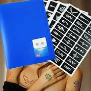 Xmasir 20 Sheet (446 Pieces) Airbrush Tattoo Stencils Album Art Book,Small Glitter Henna Tattoo Kit Semi permanent Tattoo for Body Painting