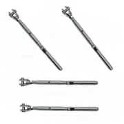 Stainless Steel T316 3/8" Thread Fork & Swage Stud Turnbuckle For 1/4" Cable 4PC