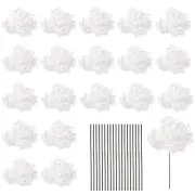 20 Sets Artificial Hydrangea Flower Heads with Stems for Bouquet,Pale White