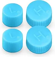 4PCS Car Ac Valve Core Caps Replacement, Leakproof Air Conditioning System Seal Covers Kit, R134a A/C Conditioning Repair System Charging Port Caps, High Low Side Pressure Valve Caps