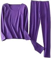 [OFFSUM] Women’S Thermal Underwear Set - Warm Winter Lingerie Suit Plus Size Long Pants Tops Two Piece Set Thin Soft Homewear Slim Simple Clothing