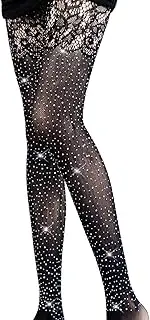 [BRTNUP] Sparkly Diamante Stockings, Glittery Breathable Rhinestone Stockings for Ladies' Party Dance Halloween Party Dress Up Day