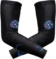 [voucong] Fish Sea White Arm Sleeves for Boys (1 Pair), UV Sun Protection Sleeves Youth for Women Driver Outdoor Sports & Outdoor Working, M, Fish Sea White