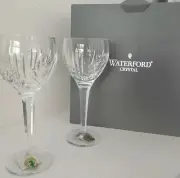 Waterford Ireland Crystal Claret Hock Wine Glasses Goblets Set 2 NEW with BOX