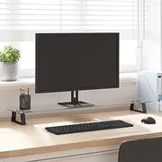 Monitor Stand, Computer Screen Riser Desk Stand, Modern Design, Loading capacity 10 kg, 100 x 20 x 8 cm, Tempered Glass and Metal