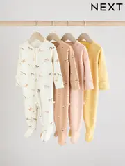 Multi Baby Two Way Zip 100% Cotton Sleepsuits 4 Pack (0mths-2yrs) (E18360) | $55 - $59