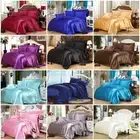 Solid Silk Satin Quilt Duvet Doona Cover Set Flat/Fitted Sheet Queen King Bed AU