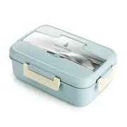 2Pcs Microwave Lunch Box With Spoon Chopsticks Food Storage Container Wheat Straw Dinnerware Children Kids School Office
