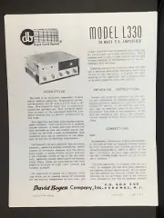 Bogen L330 Owners Service Manual PA Amplifier Photocopy