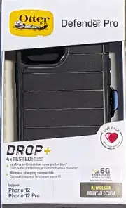 OtterBox Defender Pro Series Case and Holster For iPhone 12/12 Pro-Black