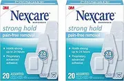 Nexcare Strong Hold Bandages, Assorted, 20 Bandages Per Box (2 Boxes)