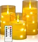 Flameless LED Candles with Timer 3 Pc Flickering for Gold-3