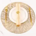Placemats for Dining Table Set of 6 Round Hollow Out Table Mats Pressed Metal...