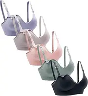 [Suekaphin] Nursing Bra 5pack Wireless Deep V Neck Maternity Nursing Bra Bralette Sleeping Breastfeeding with Extra Extenders