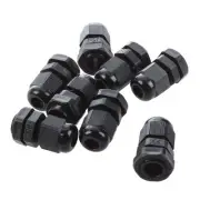 8 PCS PG7 Black Plastic Cable Gland Connector 3-6.5mm F4I41571