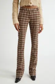 Acne Studios Pluffy Check Bouclé Flare Pants in Beige/Brown at Nordstrom, Size 8 Us