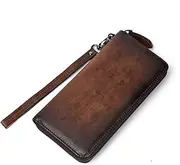 [TATSEN] Business Retro Men's Wallet Hand-Rubbed Color Multi-Card Clutch Bag Casual Hand Wallet Men (Color : Argento, Size : 19 * 9 * 2cm)