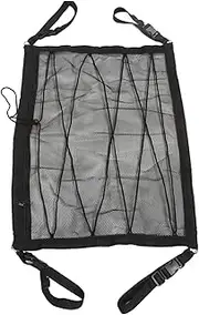 GRADENEVE Car Overhead Cargo Net Elastic Storage Organizer for Vehicle Ceiling Capacity Mesh Pocket with Double Zipper Drawstring for Car Roof Storage