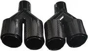 2pcs Universal Black Stainless Steel Carbon Fiber Muffler Tips Quad Exhaust Tips Double Black Exhaust Tip