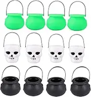 TOPPERFUN 12pcs Halloween Witch Candy Container Black White Green Buckets for Trick Treating Lightweight Portable Halloween Supplies for Parties Celebrations