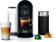 Nespresso VertuoPlus Coffee and Espresso Maker by Breville Aeroccino, Ink Black