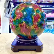 26.47LB Natural "Seven Colors Jade" sphere quartz polished ball decor gift+stand