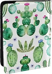 [JEJEA] Cactus Flower Print Travel Organizer Credit Cards Case Passport BookPassport Holder Cover Wallet forTraveling,, Black, One Size