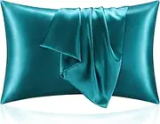 2 Pack Satin Standard Pillowcase 48X74cm, Soft Breathable Smooth Cooling Pillow Covers with Envelope Closure Deep Blue