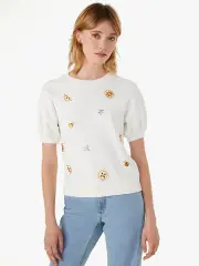 Embellished Orange Pullover Tee