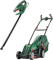 Bosch Corded Essentials Garden Kit: 1400w Lawn Mower + 450w Hedge Trimmer
