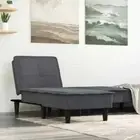 Chaise Longue Dark Grey Velvet Accent Lounger Chair Bedroom Single Sofa Couch