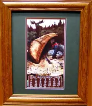 Rare Moose & Canoe Old Time Advertising Sporting Poster Western Hunter & Rifle