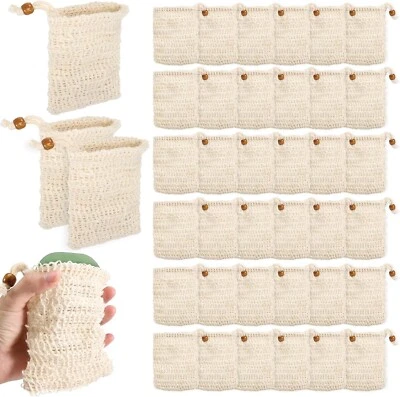 40 Pack Sisal Soap Exfoliating Bags - Zero Waste Mesh Bar Soap Saver