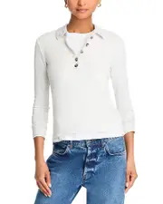 perfectwhitetee Megan Polo Button Tee