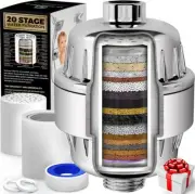 AquaHomeGroup 20 Stage Shower Head Filter with Vitamin C E A for Hard Water - Hi