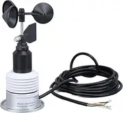 Wind Speed Sensor, Mini Temperature Humidity Wind Speed Direction, DC 9 to 30V 5 in 1 Weather Sensor with Cable for Wind Measurement in Power Plants, Meteorological Stations