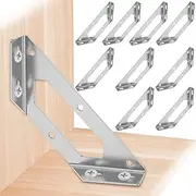 10Pcs Furniture Corner Connector Set Stainless Steel Trapeziform Angle Bracket Shelf Corner Support Brace Triangle Corner Brace Floating Shelf Support Brace for Wood Furniture(10pc)