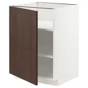 METOD base cabinet with shelves, white/Sinarp brown, 60x60x80 cm