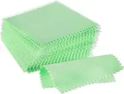 CATIFLIN 100pcs Jewelry Cleaning Cloth, Silver Polishing Cloth Individually Wrapped, Small Jewelry Polishing Cloth for Sterling Silver, Gold, Platinum and More (Green, 3.15" x 3.15")