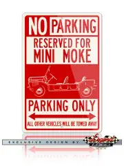 Austin Mini Moke Reserved Parking Only 12x18 Aluminum Sign - British Classic Car